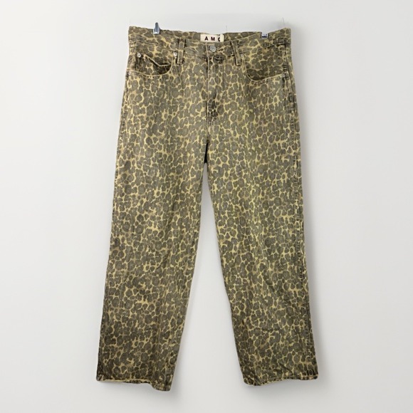 AMO Denim Billie Wide Leg Jeans Leopard size  30 USA Made Animal Print Cropped - Picture 1 of 14